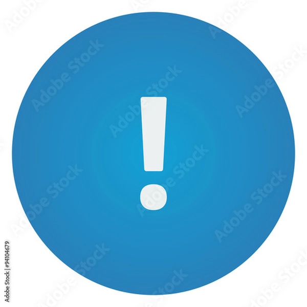 Fototapeta Flat white Exclamation Mark icon on blue circle