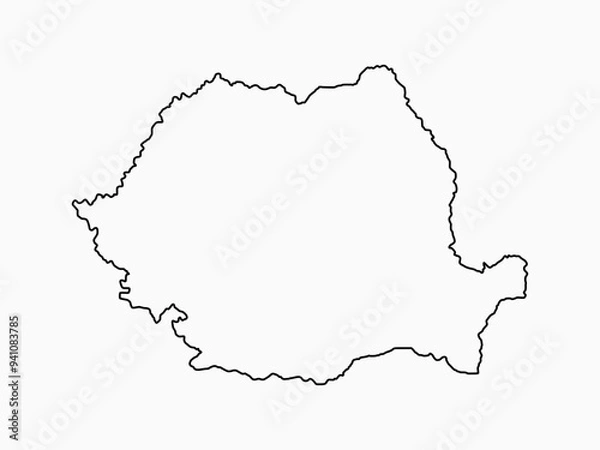 Fototapeta Vector outline map Romania, line border country
