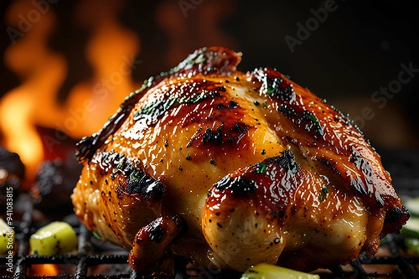 Obraz roasted chicken on a grill