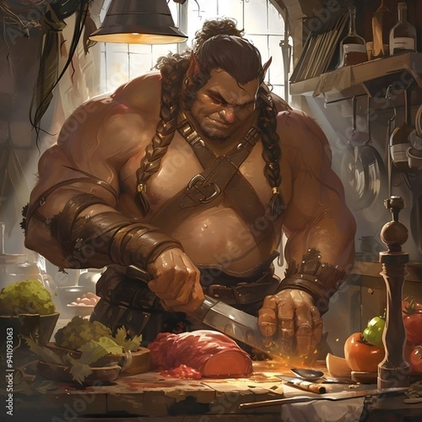 Fototapeta Buff ogre cook created with AI