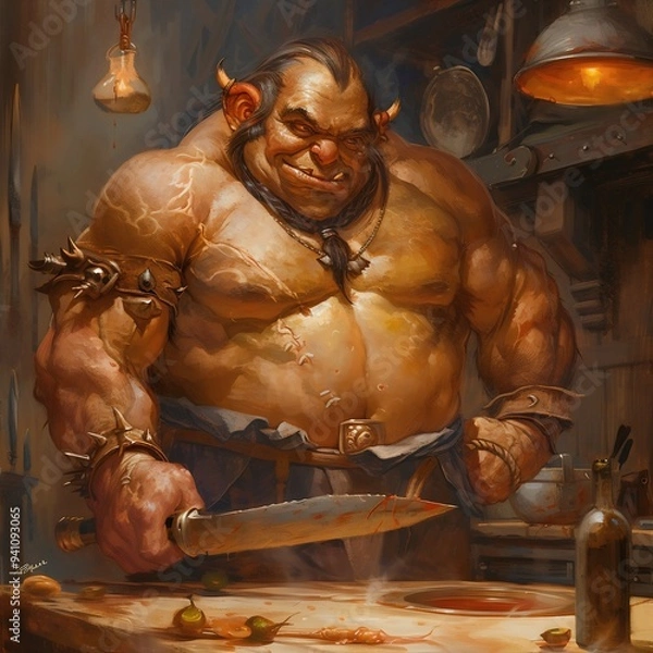 Fototapeta Buff ogre cook created with AI