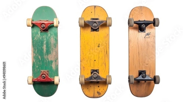 Obraz Old skateboards isolated on white background