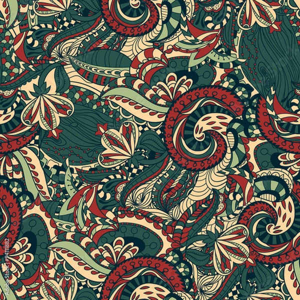 Obraz Vector floral background with hand made pattern. 