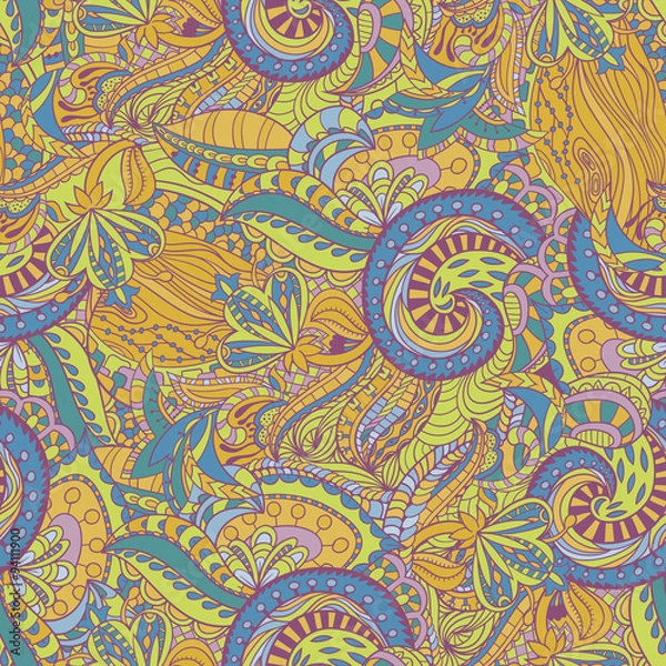 Obraz Vector floral background with hand made pattern. 