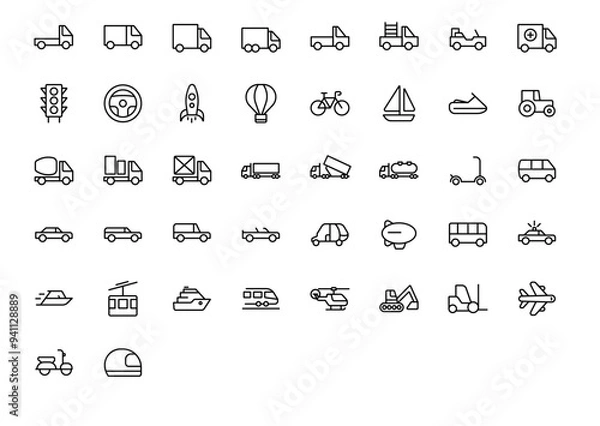 Obraz Transporation Vector Icons - Premium Outlined Icon Pack