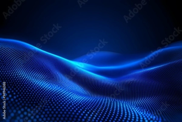 Obraz Abstract blue wave light wallpaper design with flowing, smooth, and wavy curves, perfect for futuristic digital backgrounds