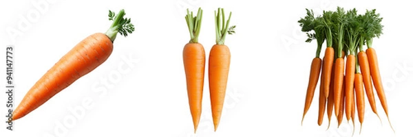 Obraz Fresh Organic Carrots on Transparent Background Perfect for Healthy Food Concepts, Cooking Recipes, and Nutrition Projects