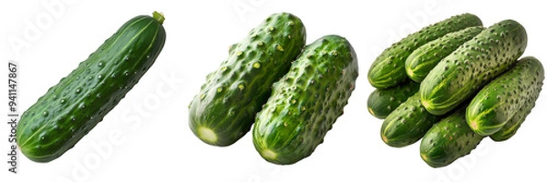 Obraz Fresh Green Cucumbers on Transparent Background Ideal for Healthy Eating, Food Photography, and Culinary Projects