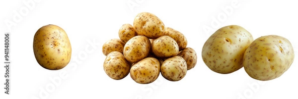 Fototapeta High-Quality Image of Fresh Potatoes Isolated on Transparent Background, Ideal for Cooking, Recipe Development, and Organic Produce Marketing