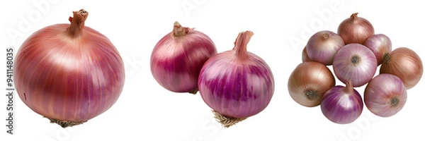 Obraz High-Quality Red and Yellow Onions Isolated on Transparent Background for Cooking, Recipe Development, and Food Photography, Ideal for Healthy and Flavorful Dishes