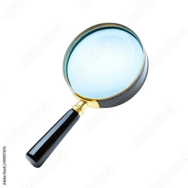 Obraz A magnifying glass with a black handle and a clear lens, perfect for search or detective-themed projects.