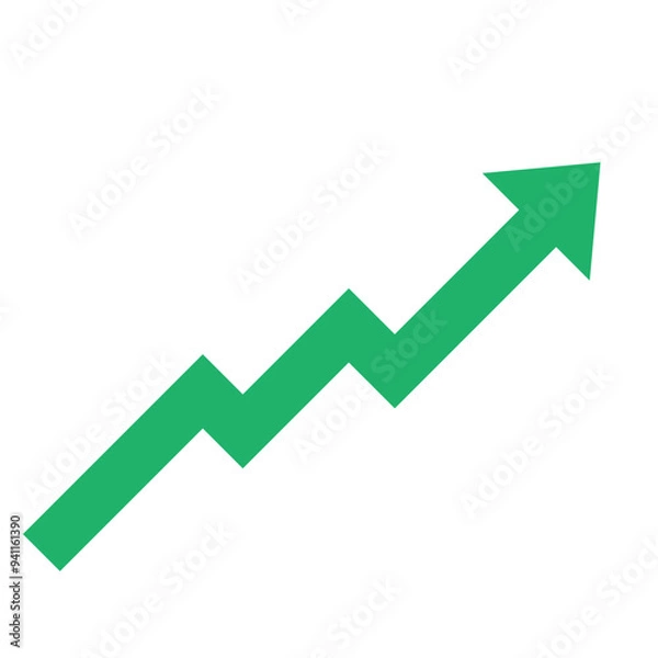 Fototapeta green arrow business graph pointing up represent profit