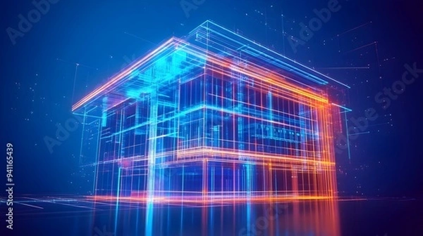 Fototapeta A digital twin system that utilizes advanced automation analytics and machine learning to optimize the energy consumption and sustainability of a building s infrastructure HVAC lighting