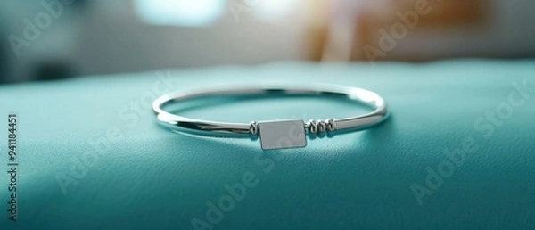Fototapeta Elegant silver bracelet with a minimalist design, perfect for any occasion and a great addition to your jewelry collection.