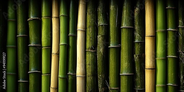Fototapeta Green forest jungle surface wall background texture asian style view