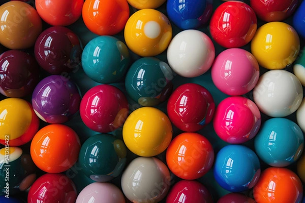 Fototapeta Colorful billiard balls on snooker table