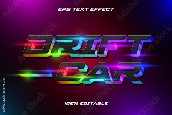 Fototapeta drift car editable text effect