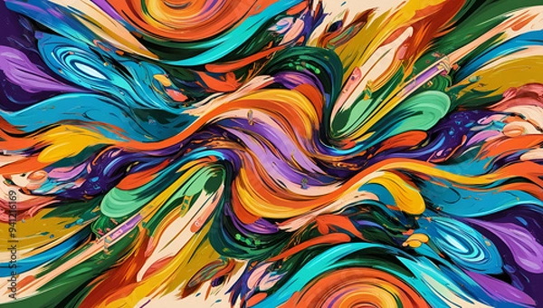 Fototapeta Title: Create a vibrant and abstract digital art pie.

