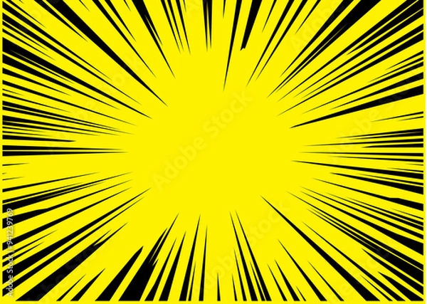 Obraz 漫画集中線黄色×黒