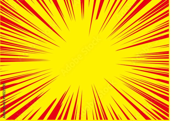 Fototapeta 漫画集中線赤×黄色