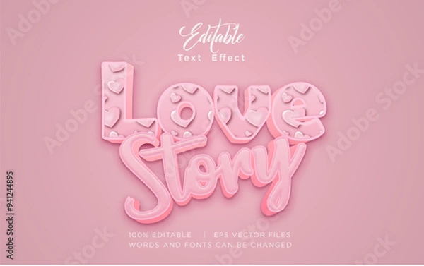 Fototapeta love story editable text effect, happy valentines day template design