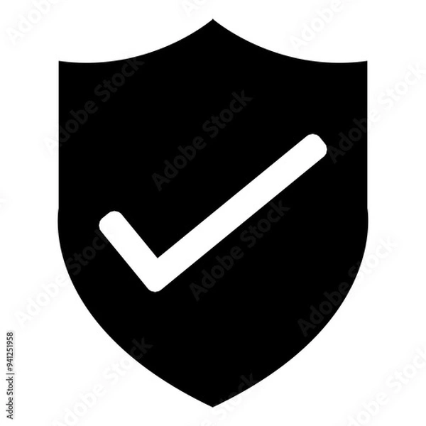 Obraz check mark icon on sheild 