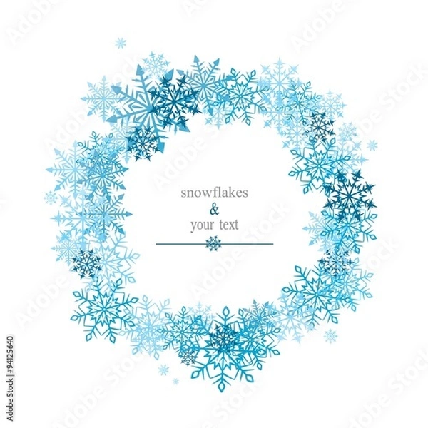 Fototapeta winter print with blue snowflakes