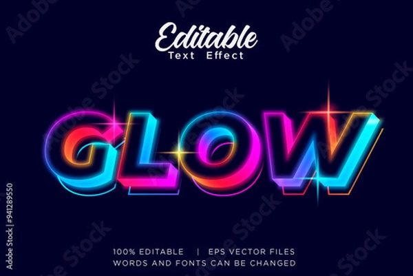 Fototapeta glow neon editable text effect