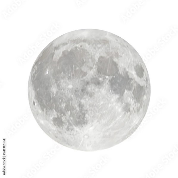 Obraz Full moon in PNG isolated on transparent background, moon isolated in PNG