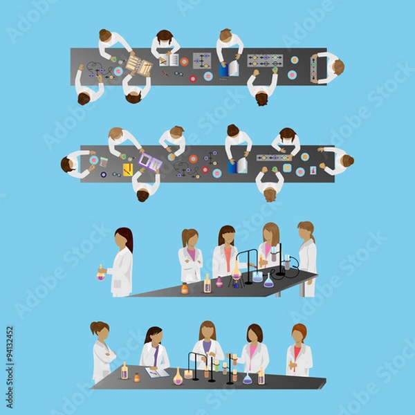 Fototapeta Medical Scientists, Laboratory Research, Different View Set