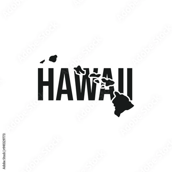 Fototapeta hawaii state symbol, map icon with vector silhouette