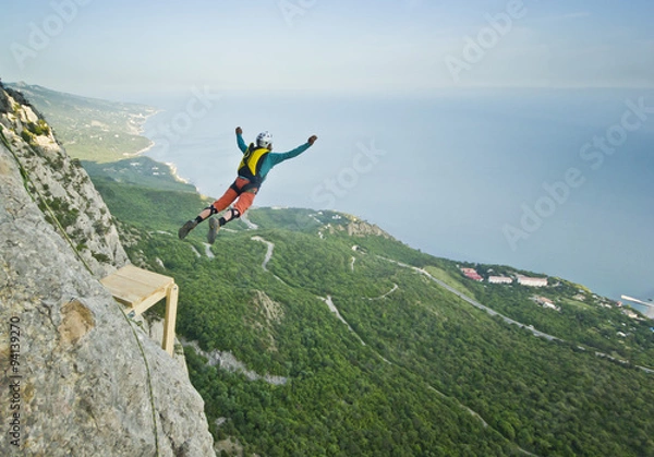 Obraz base-jumper jumps from the cliff 