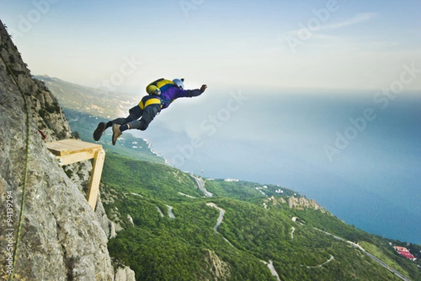 Obraz base-jumper jumps from the cliff 