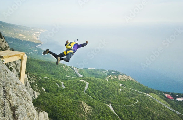 Obraz base-jumper jumps from the cliff 