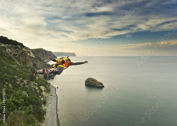 Obraz base-jumper jumps from the cliff 