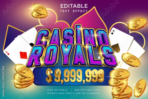 Obraz SUPER WIN EDITABLE TEXT EFFECT, gambling editable text