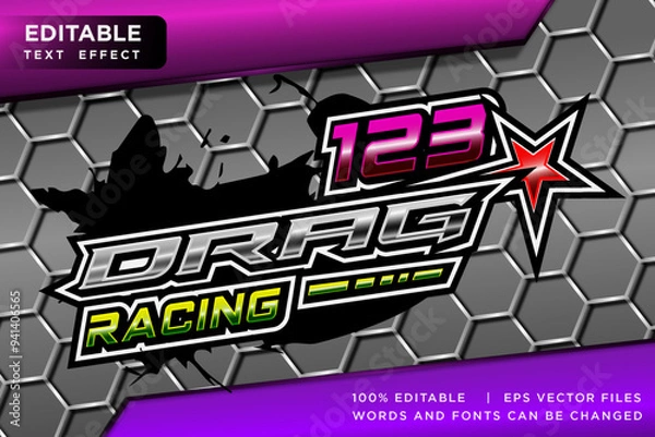 Fototapeta drag racing editable text effect