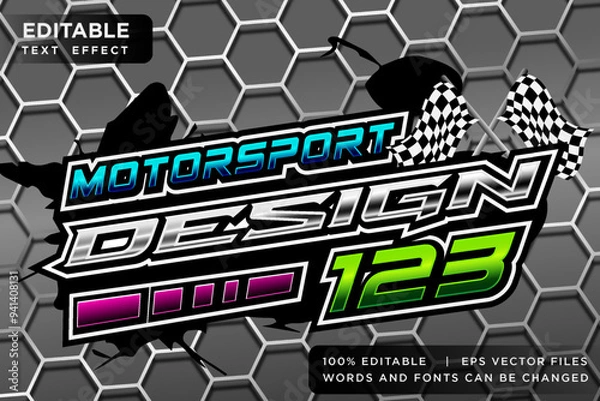 Fototapeta motorsport design editable text effect