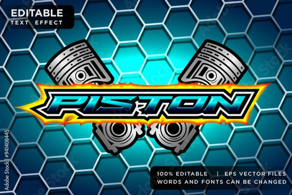 Fototapeta piston garage editable text effect