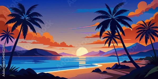 Fototapeta tropical beach sunset
