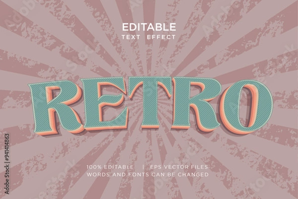Fototapeta retro vintage editable text effect vector