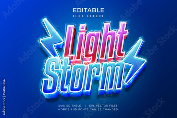 Fototapeta lightning bolt storm editable text effect