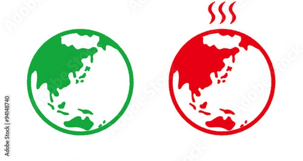 Obraz 地球と地球温暖化_線画
