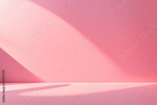 Fototapeta pink wall background with shadow for highlight product display presentation
