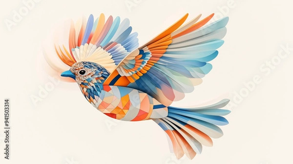 Obraz artistic freedom bird made of colorful patterns, 3D illustration