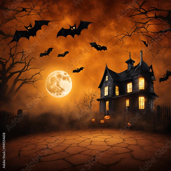 Obraz 할로윈 박쥐가 날아다니는 배경