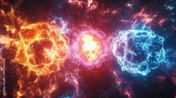 Fototapeta A visualization of the different types of radioactive decay, including alpha, beta, and gamma decay.