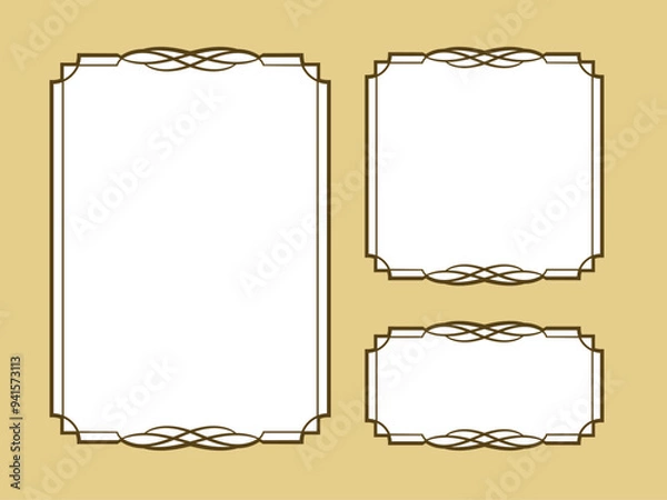 Fototapeta アンティーク調のカリグラフィーラインアートフレームセット