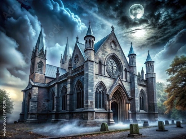 Fototapeta - Concept: Gothic architecture, ghostly apparitions