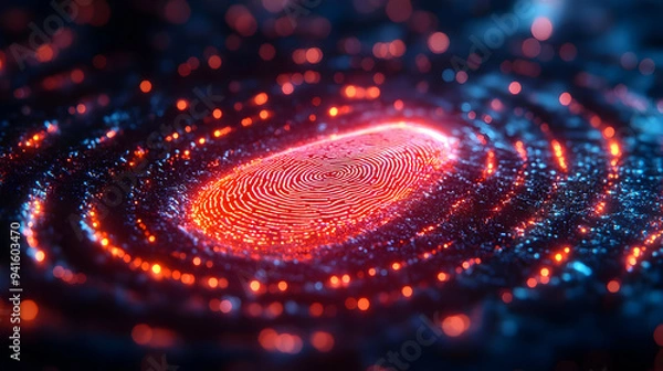 Fototapeta Glowing Fingerprint Abstract Background